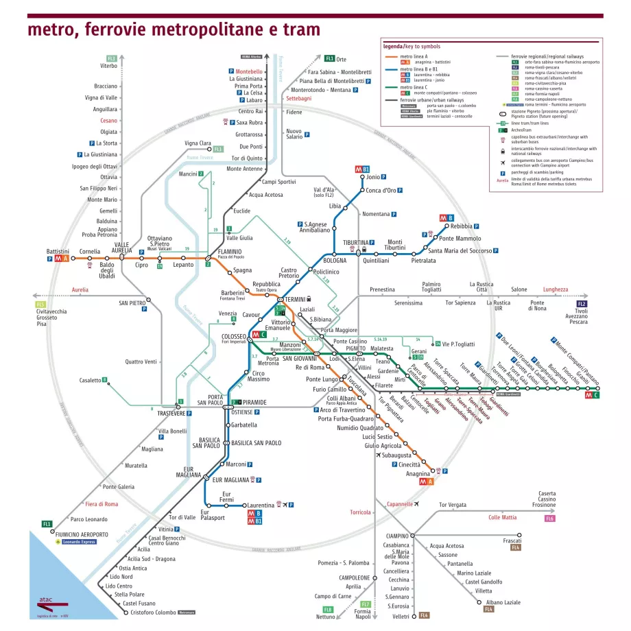 Rom Metro kort