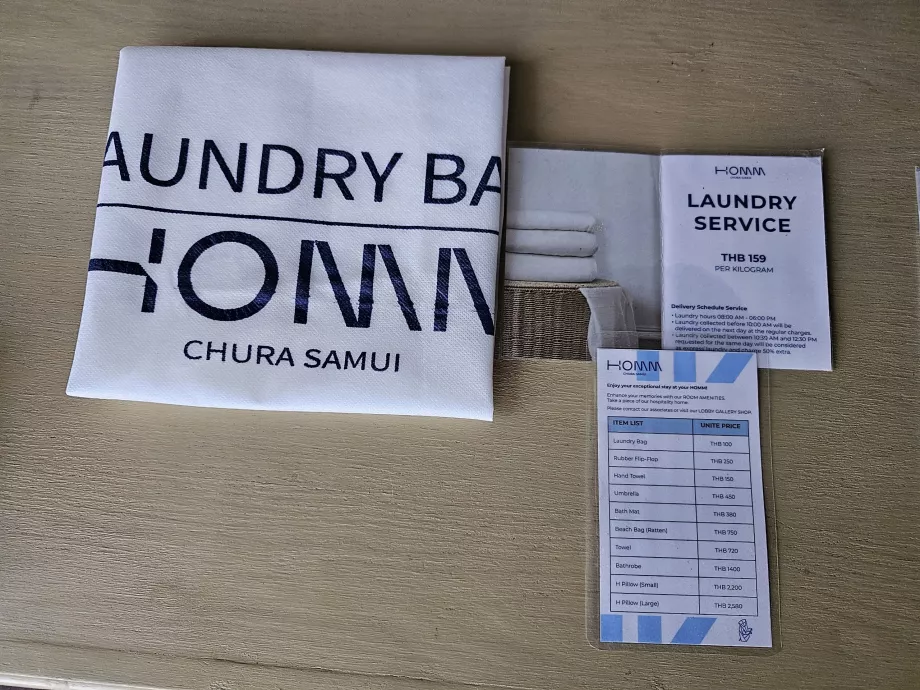 Vasketøjspose og prisliste