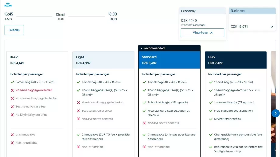 Air France-KLM: skærmbillede af den nye pris