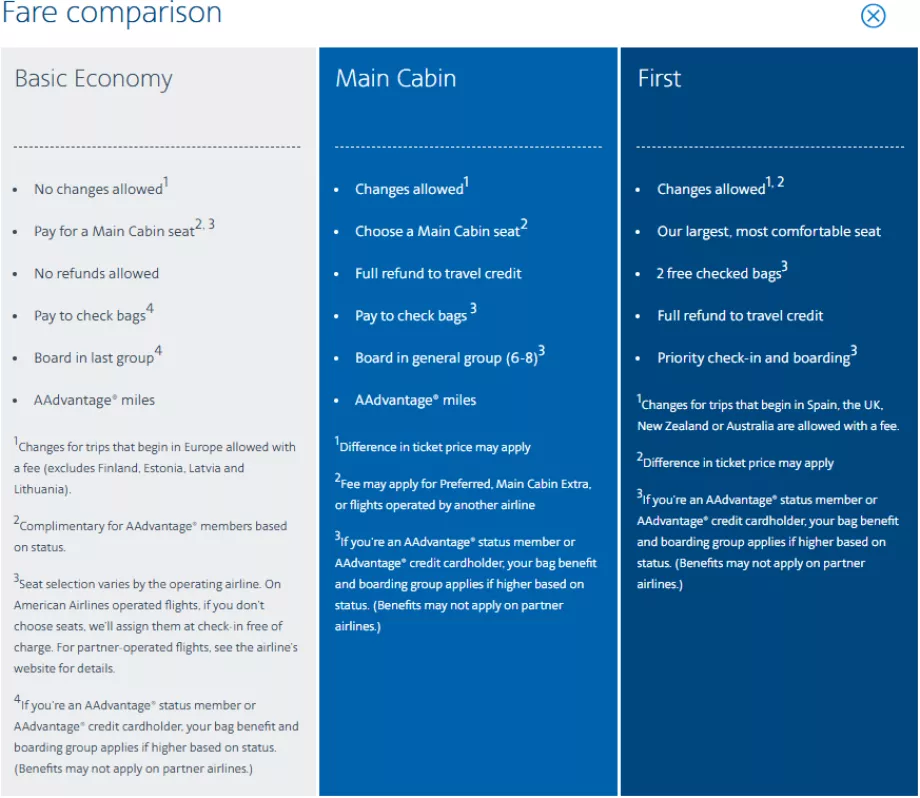 American Airlines' indenrigspriser