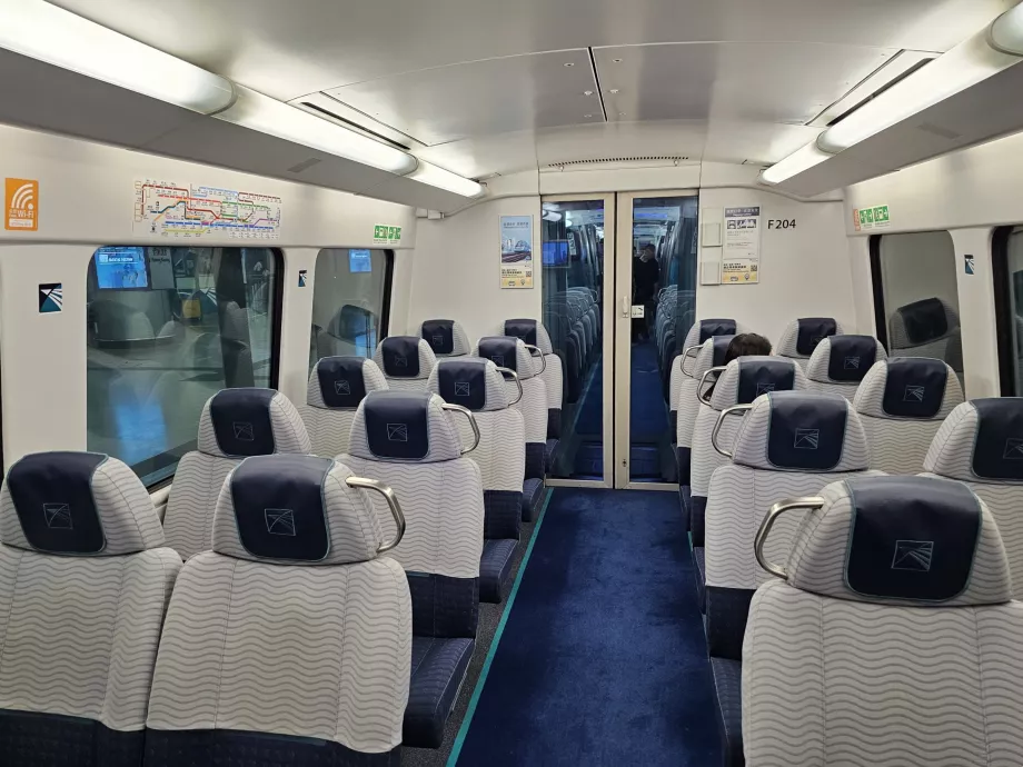 Interiør i Airport Express-toget