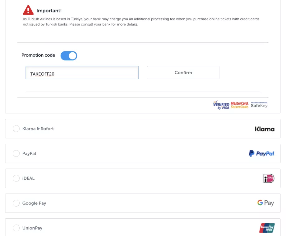 Turkish Airlines kampagnekode
