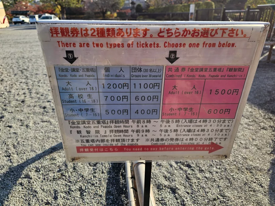 Pris for adgang til To-ji-templet