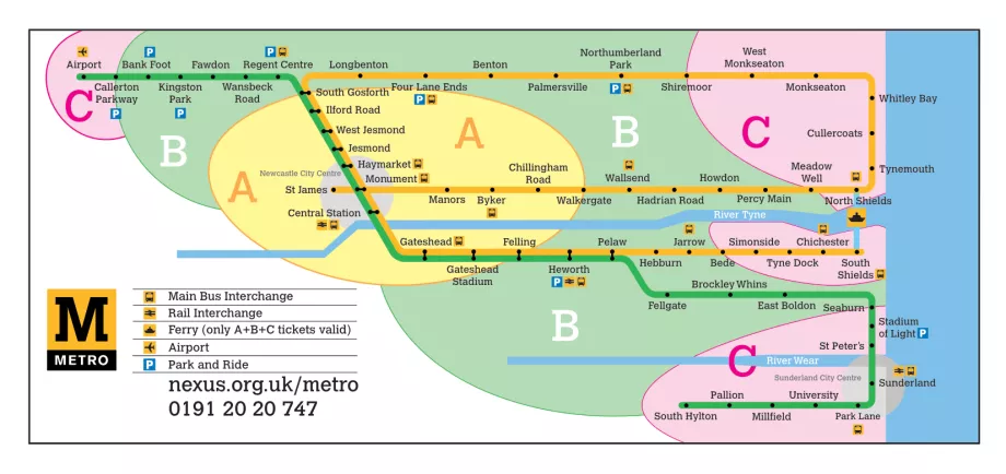 Kort over metrozoner