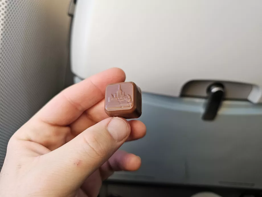 Chokoladepraliné før landing