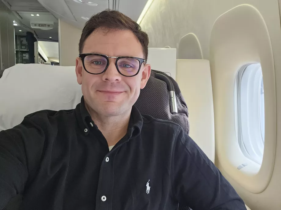 Mig på første klasse i Lufthansa