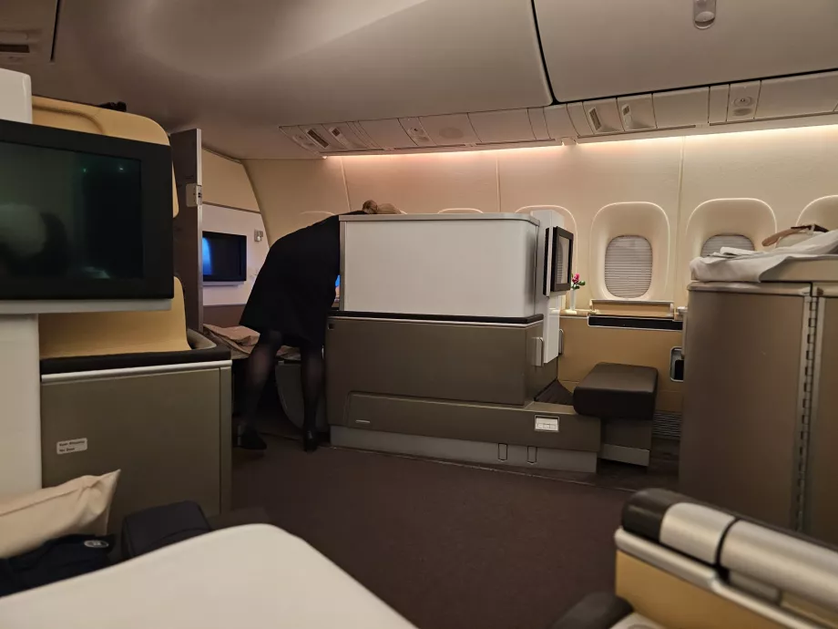 Førsteklasses kabine set fra sæde 2A