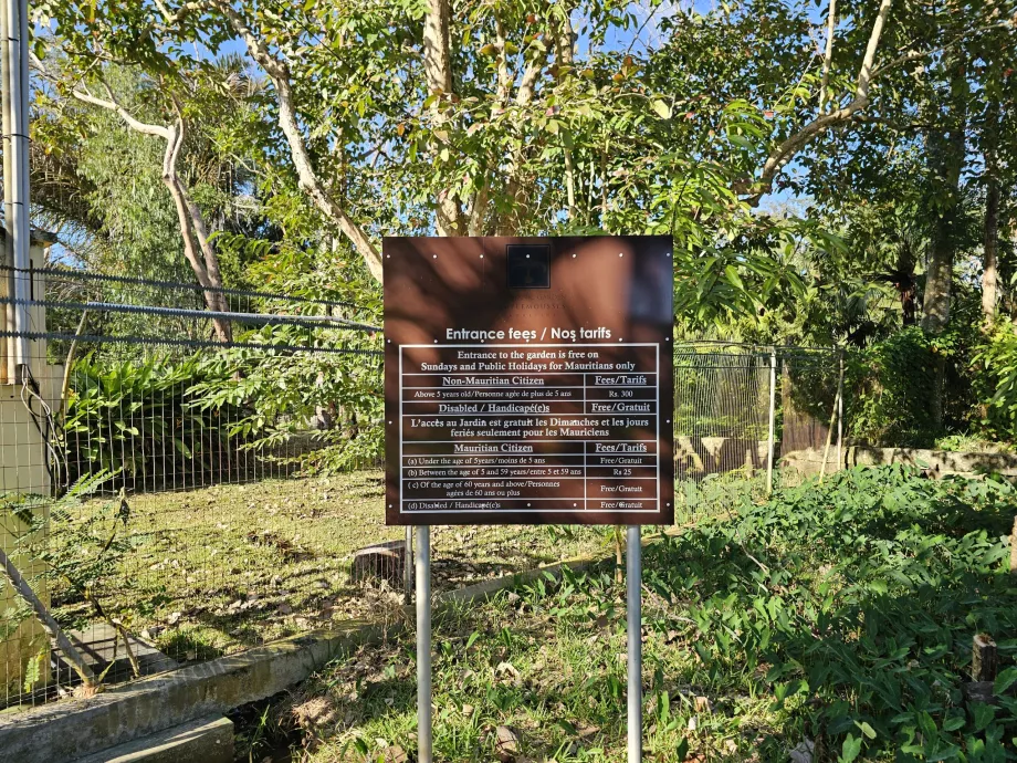 Botanisk Have prisliste