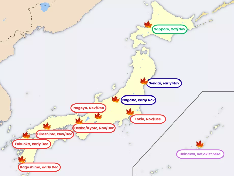 Kort over det japanske efterårsløv