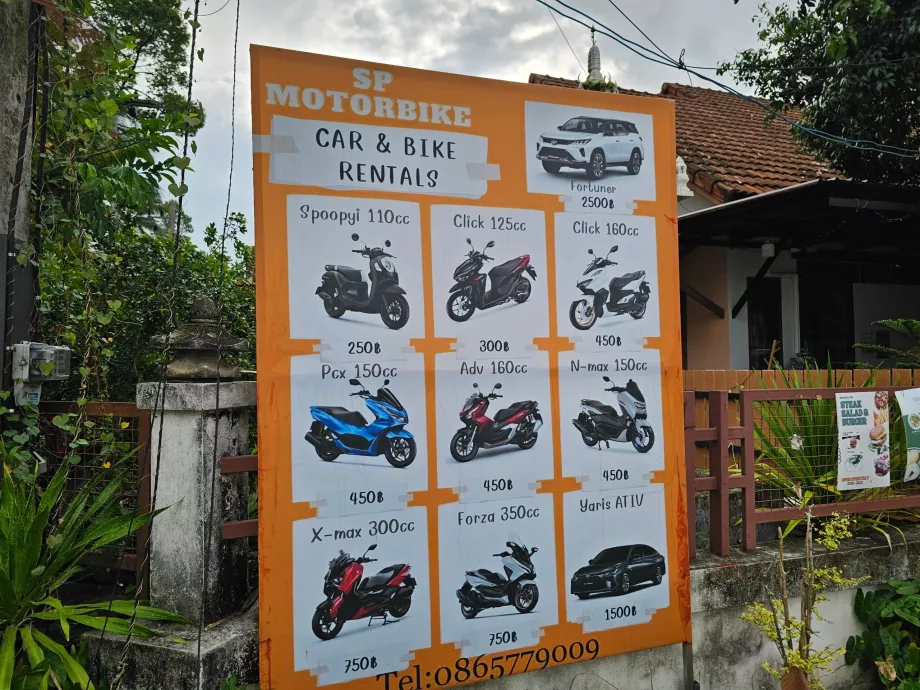 Priser på scootere på Koh Samui