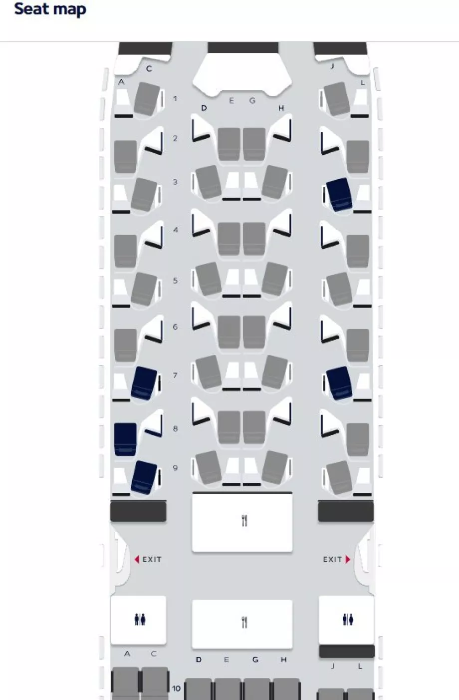 Sædeoversigt: gammel business class