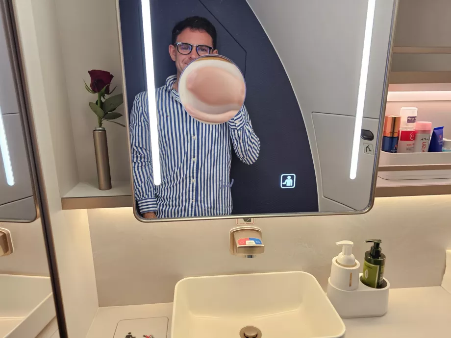 Mig på First Class-passagertoilettet