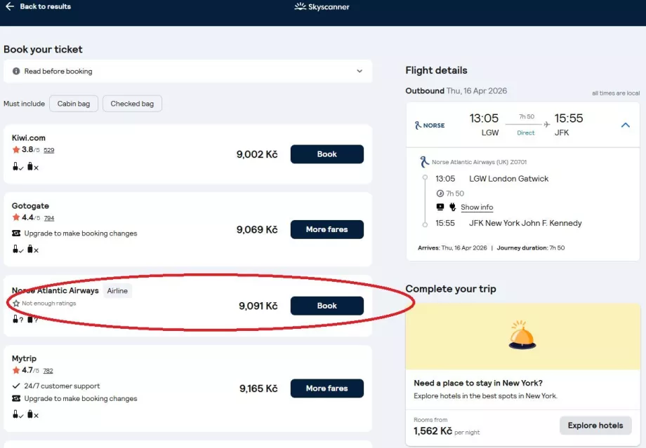At vælge et flyselskabs hjemmeside