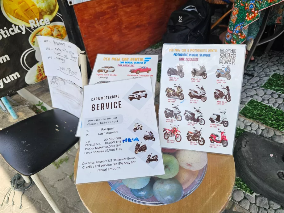 Prisliste for scooterudlejning