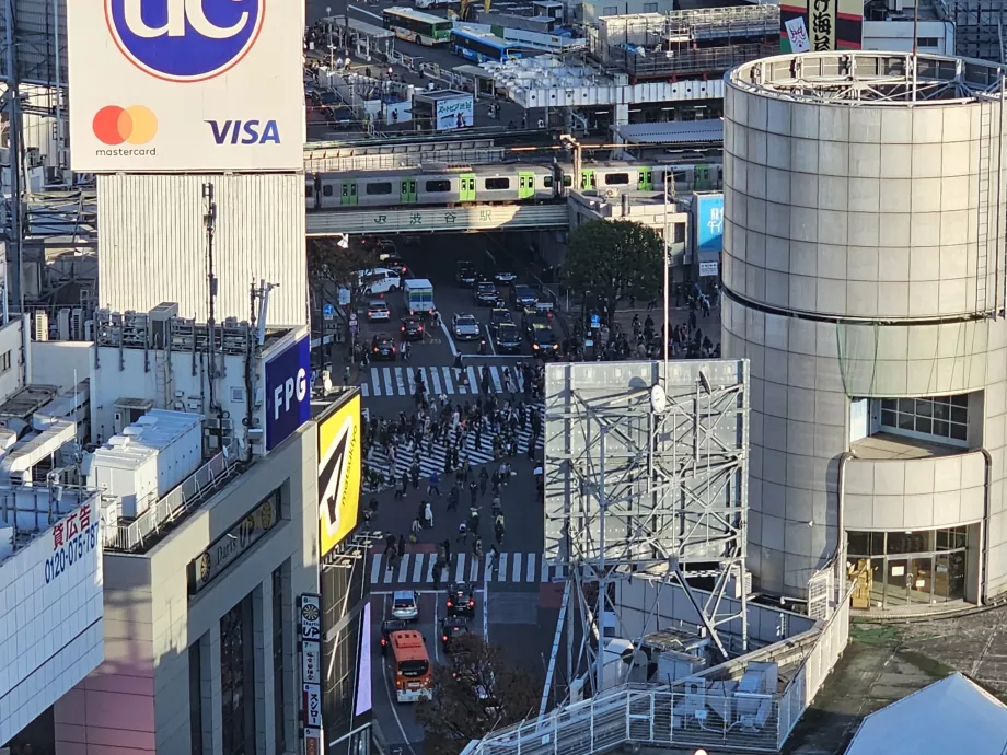 Udsigt over Shibuya Junction med zoom