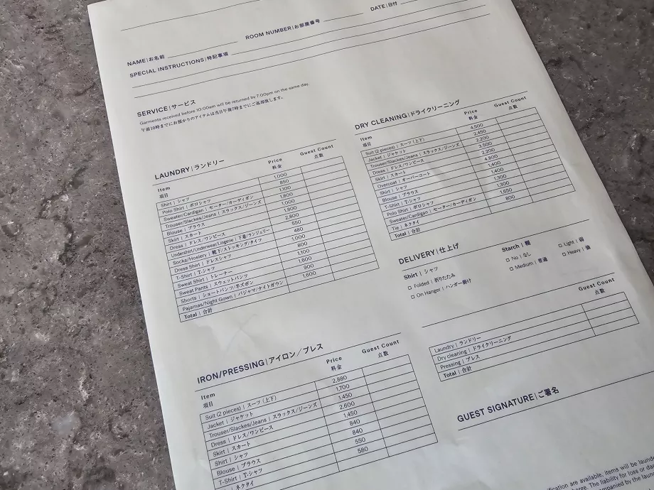 Priser for vasketøjsservice