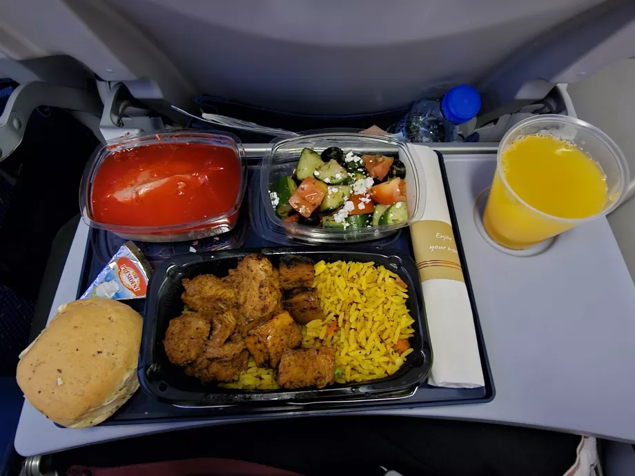 Middag hos KLM på en langdistanceflyvning