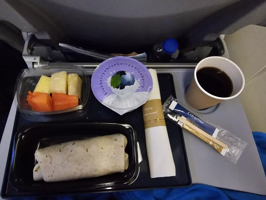 Morgenmad på en langdistanceflyvning med KLM
