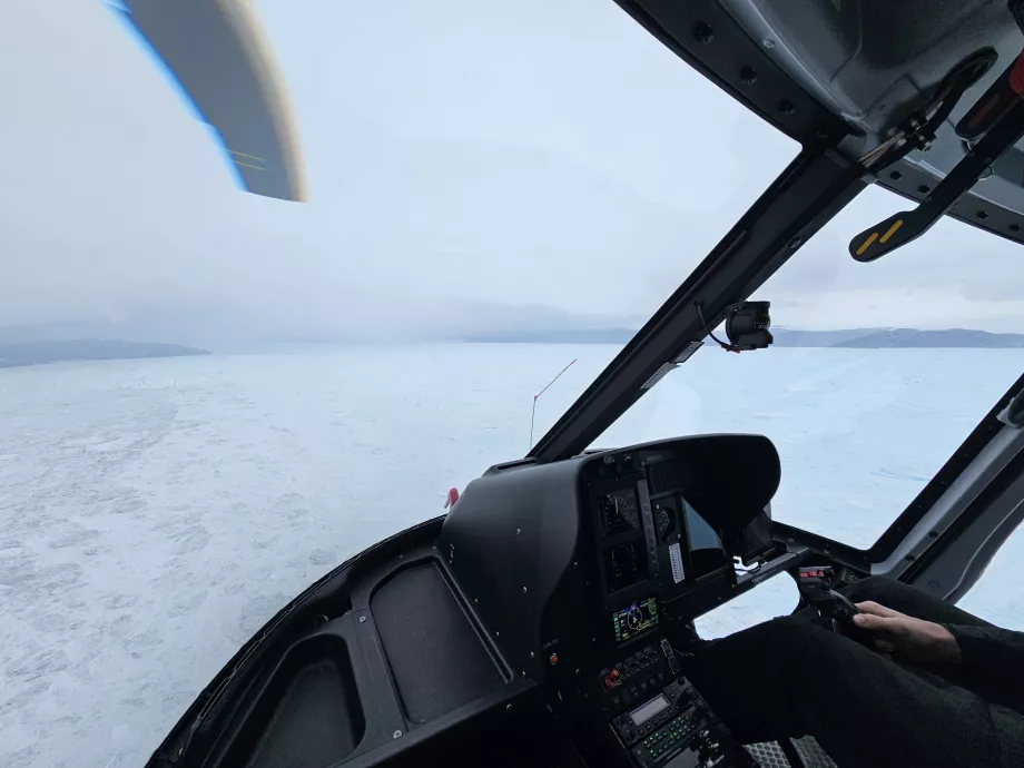 Helikopterens cockpit, Kangia Helicopter Tour