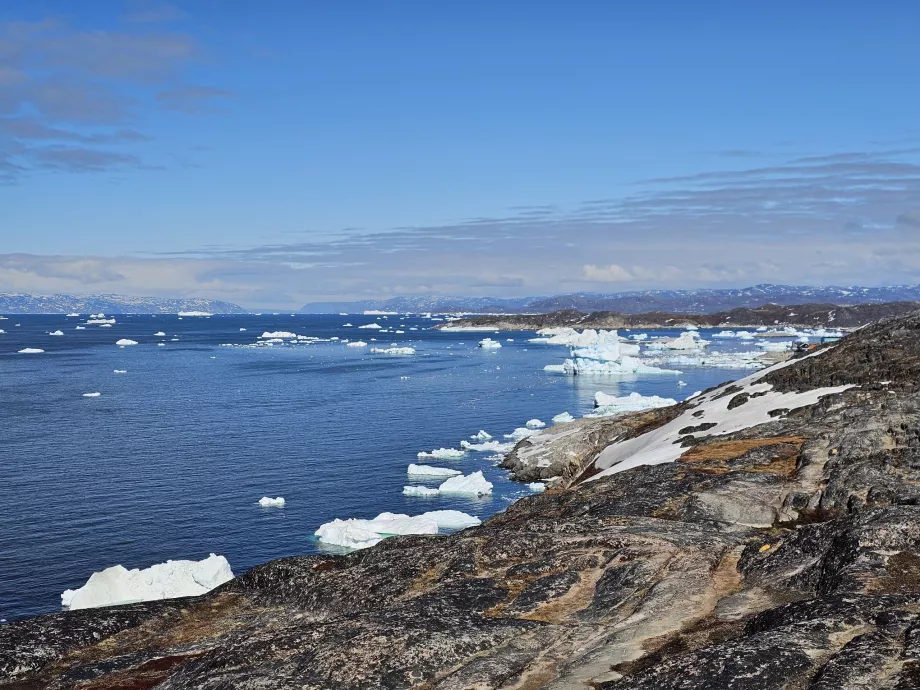 Isflager nær Ilulissat, udsigt fra den gule sti