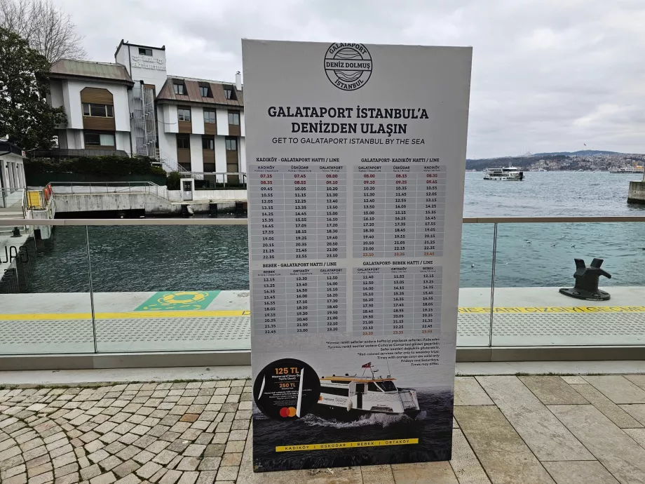 Tidsplan for turistkrydstogter på Bosporus