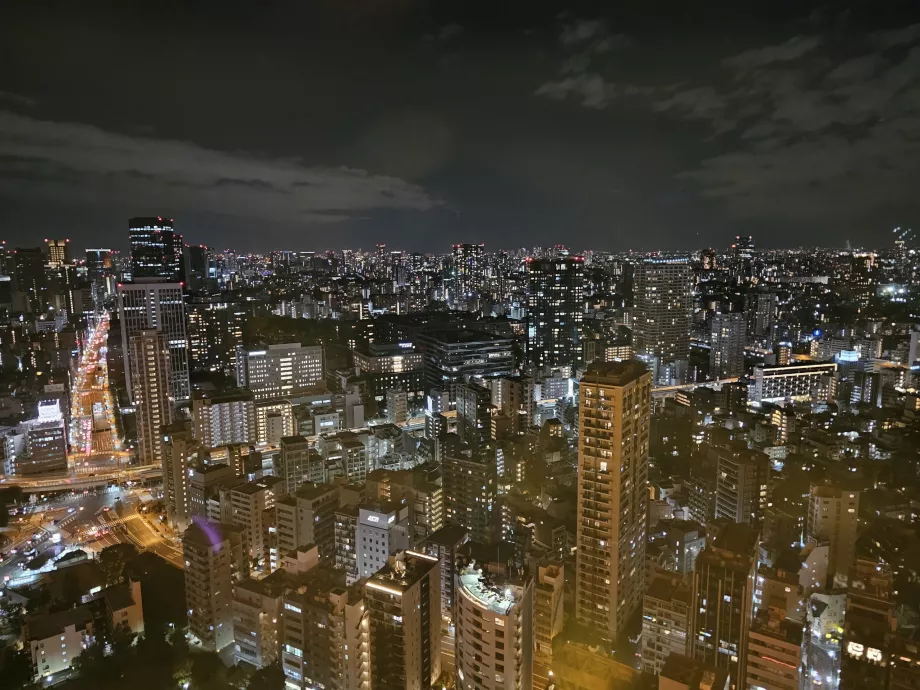 Udsigt fra hovedobservationsdækket om natten