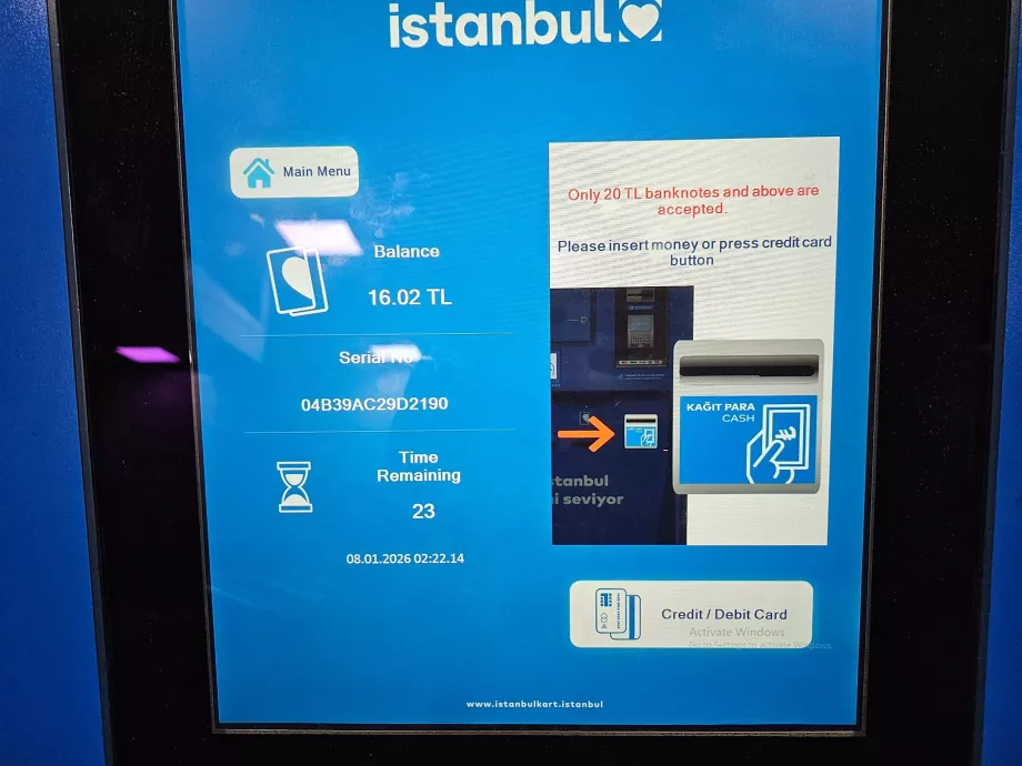 IstanbulKart genopladningsmaskine