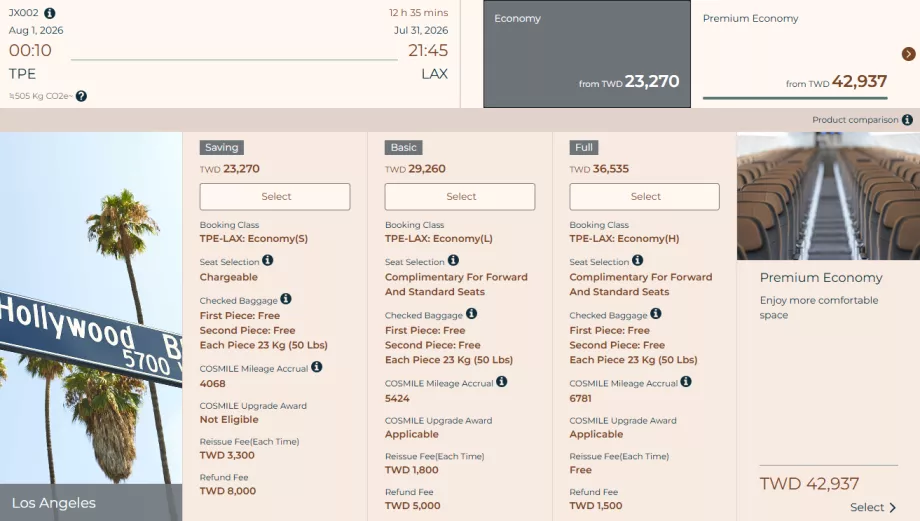 STARLUX-takstklasser