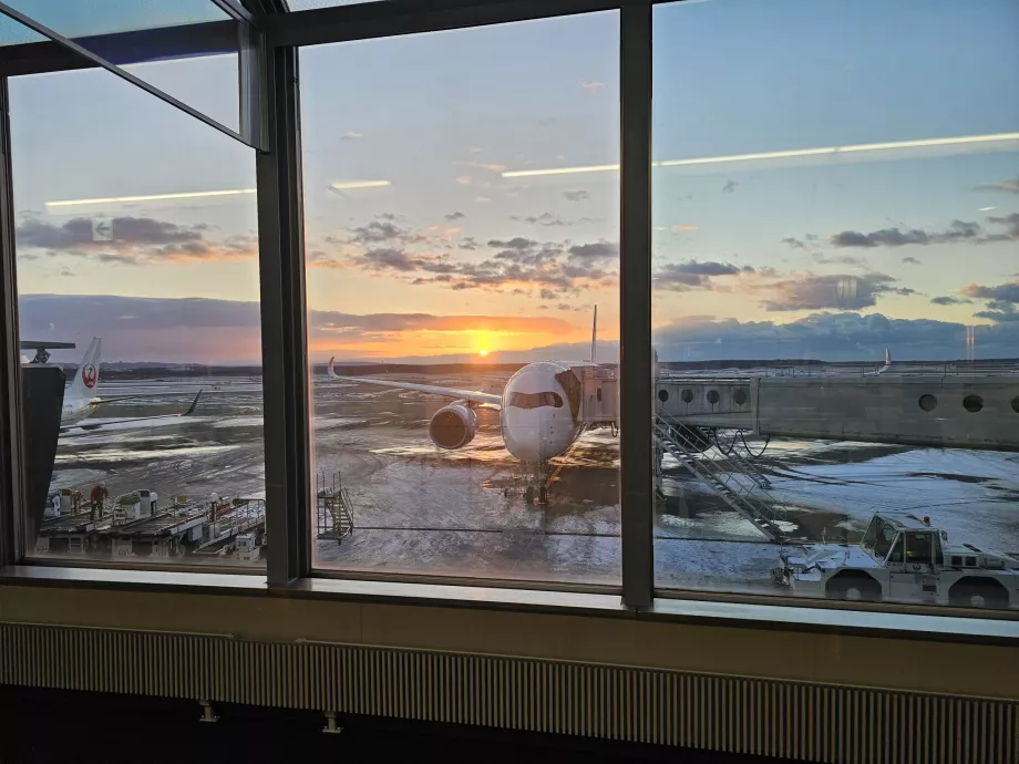 Udsigt over lufthavnsområdet fra transitzonen