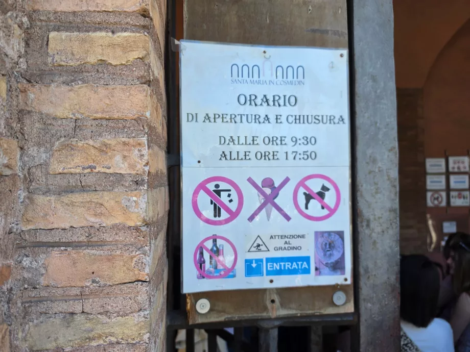 Åbningstider for Bocca della Verita