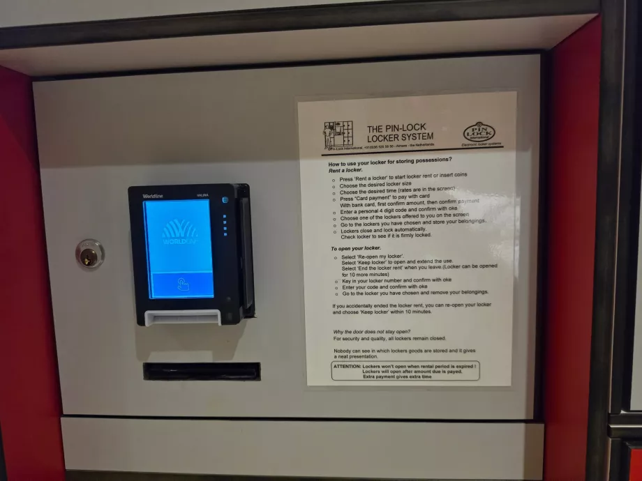 Bagagebokse, betaling med kort
