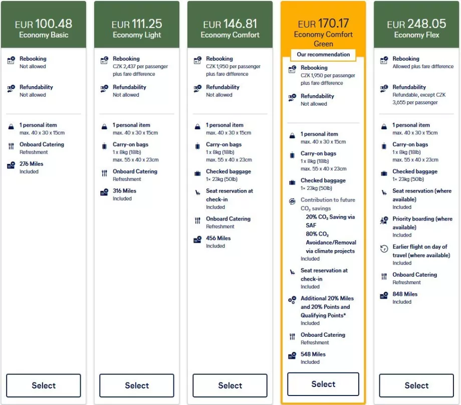 Nye Lufthansa-priser