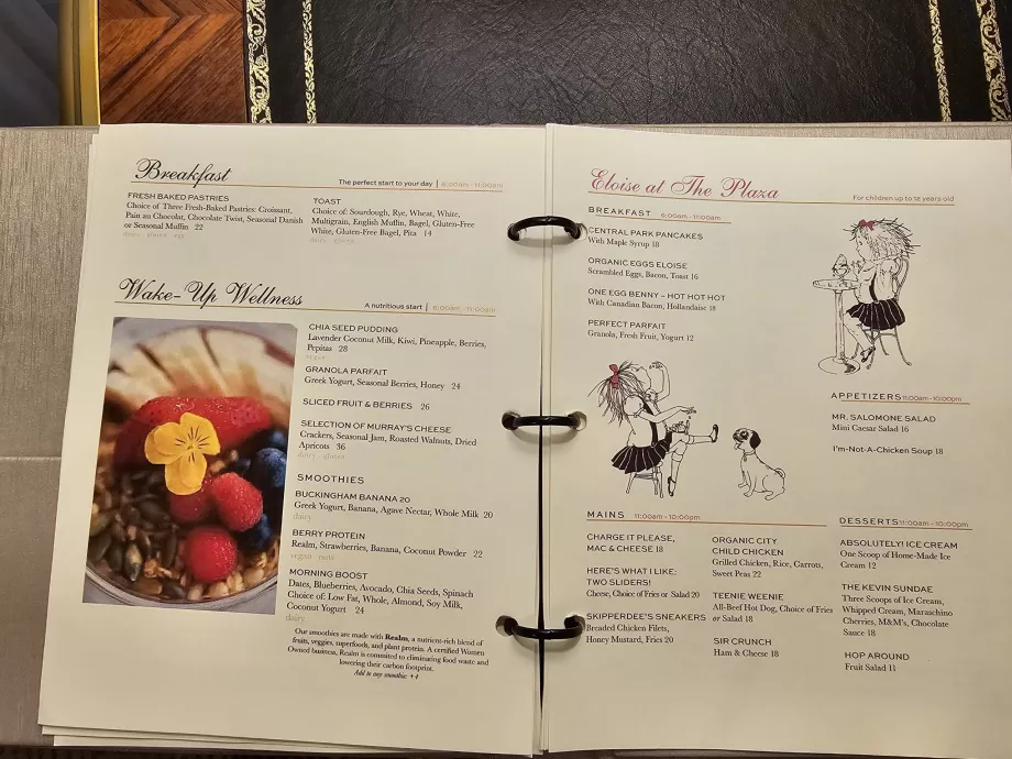 Menu, service på værelset