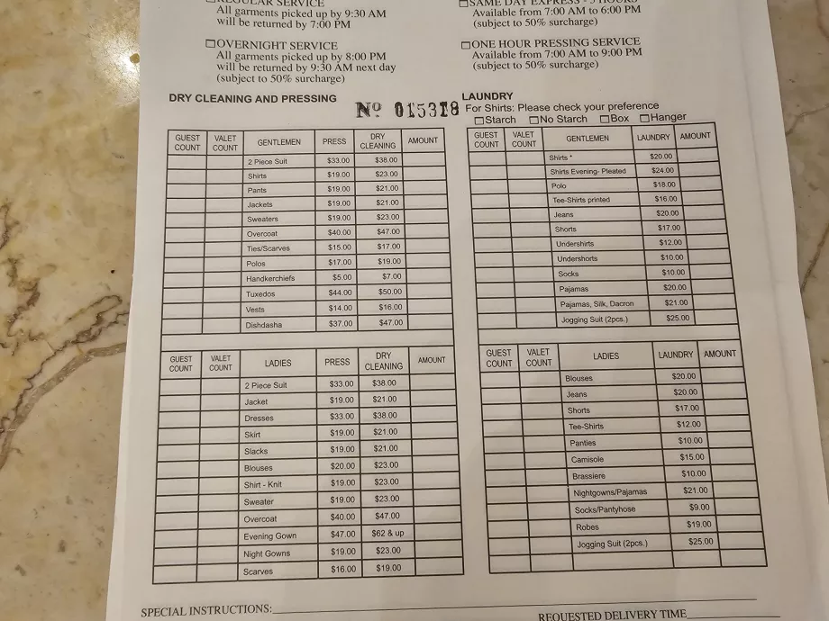 Priser for vasketøjsservice