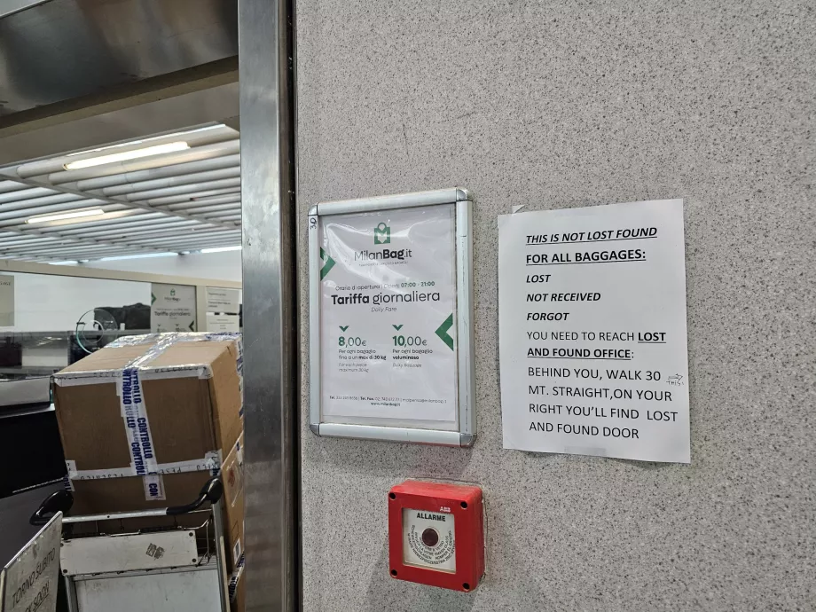 Bagageopbevaring, Terminal 1