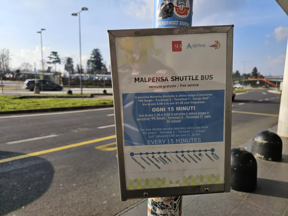 Information om shuttle-busser mellem terminalerne