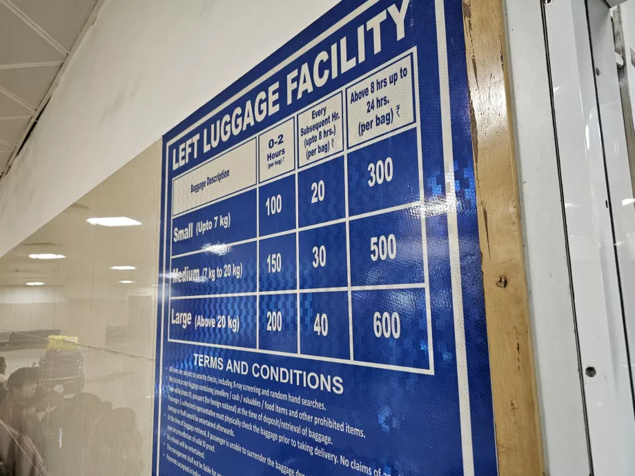 Prisliste for bagageopbevaring