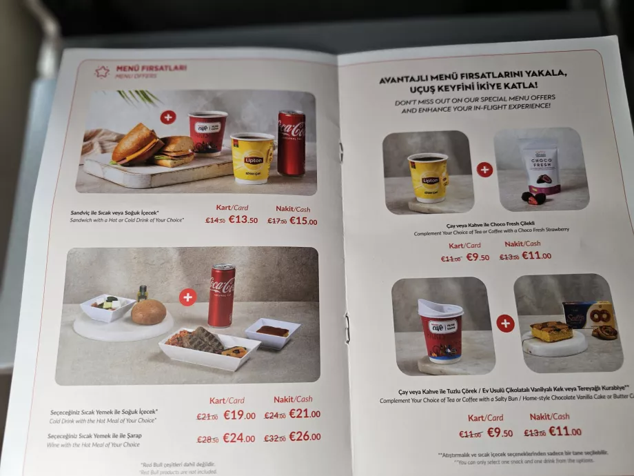 Pegasus Airlines menu