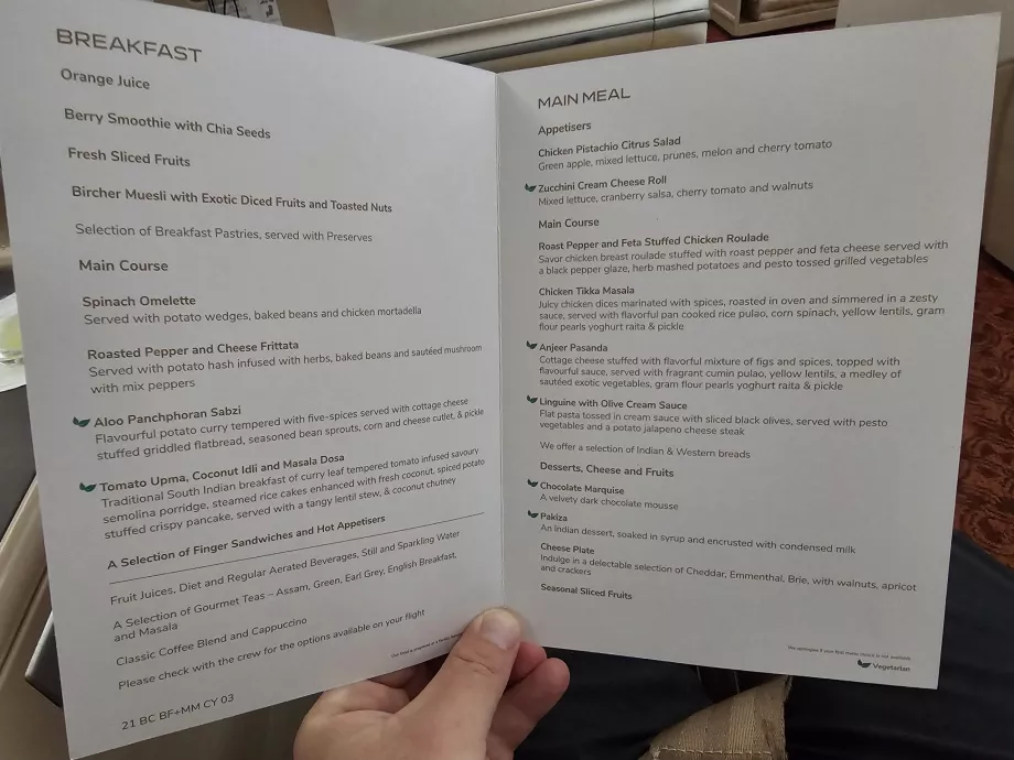 Menu på DEL-MEL-flyvning