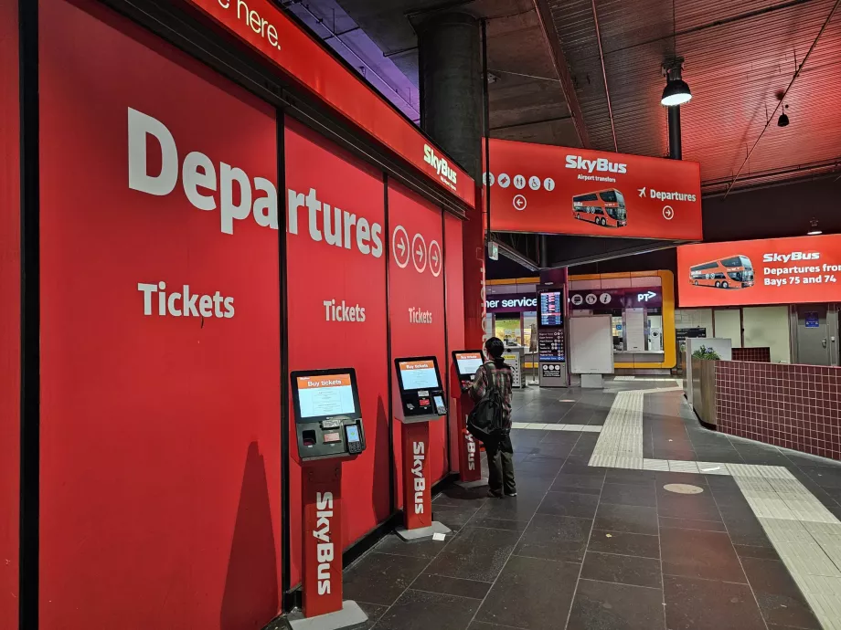 Skybus stopper i det centrale Melbourne